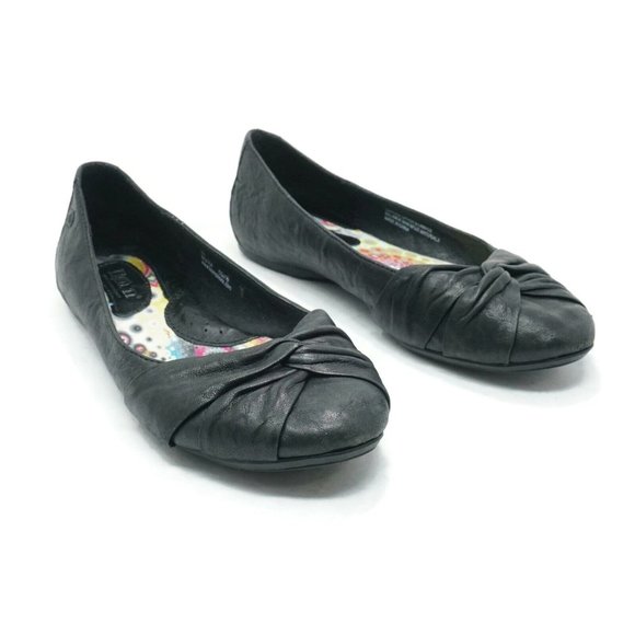 Born Womens Lilly Flats Shoes Black Twisted Leather Slip On Size 7M - Picture 1 of 11